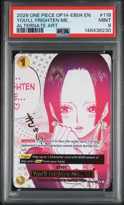 2026 ONE PIECE THE AZURE SEA'S SEVEN ALT ART #118 YOU'LL FRIGHTEN ME... PSA 9 - Image 1