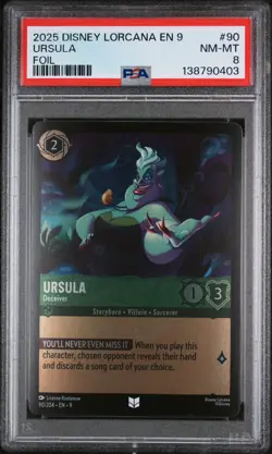 2025 DISNEY LORCANA EN 9-FABLED FOIL #90 URSULA - DECEIVER PSA 8 - Image 1
