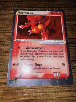 Pokemon TCG Magmar Ex Ultra Rare Holo Ruby And Sapphire Card # 100/109 (2003) LP - Image 2
