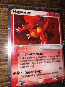 Pokemon TCG Magmar Ex Ultra Rare Holo Ruby And Sapphire Card # 100/109 (2003) LP - Image 3