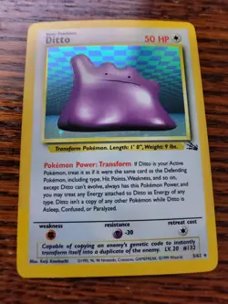 DITTO HOLO POKEMON CARD FOSSIL SET 3/62 LP! - Image 1