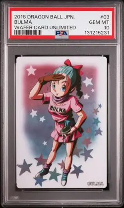 2018 DRAGON BALL JAPANESE WAFER CARD UNLIMITED #03 BULMA PSA 10 - Image 1