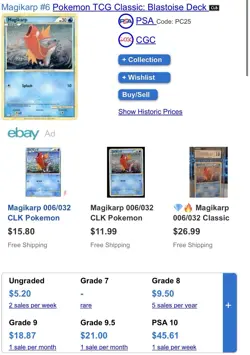 Pokemon Magikarp 006/034 Trading Card Game Classic Holo AGS 9.5 2023 - Image 5