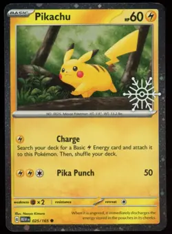 Pikachu 025/165 S&V 151 Reverse Holo Snow Flake Stamped Pokemon Card - Image 1