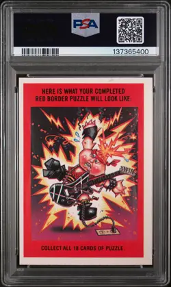 1985 GARBAGE PAIL KIDS STICKERS GLOSSY #44B ONE-EYED JACK PSA 8 - Image 2