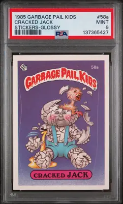 1985 GARBAGE PAIL KIDS STICKERS GLOSSY #58A CRACKED JACK PSA 9 - Image 1