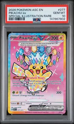 2026 POKEMON ASC EN-ASCENDED HEROES SPECIAL ILLUSTRATION RARE PIKACHU EX PSA 10 - Image 1