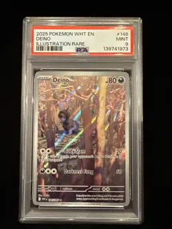 2025 Pokemon Deino PSA 9 #146 Illustration Rare White Flare - Image 1
