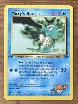 Pokemon TCG Misty’s Horsea #87/132 Non Holo 1st Edition Vintage 1999-2000 - Image 1