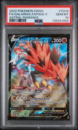 2022 POKEMON SWORD & SHIELD ASTRAL RADIANCE FULL ART/GALARIAN ZAPDOS V PSA 10 - Image 1