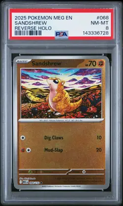 2025 POKEMON MEG EN-MEGA EVOLUTION REVERSE HOLO #068 SANDSHREW PSA 8 - Image 1