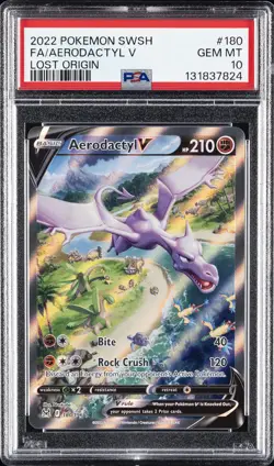 2022 POKEMON SWORD & SHIELD LOST ORIGIN #180 FULL ART/AERODACTYL V PSA 10 - Image 1