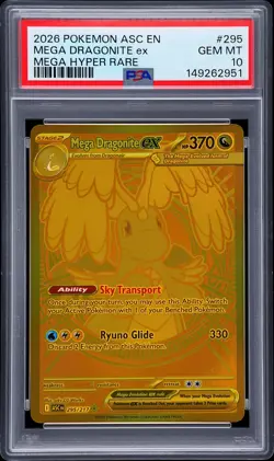 2026 POKEMON ASCENDED HEROES MEGA HYPER RARE #295 MEGA DRAGONITE EX PSA 10 - Image 1