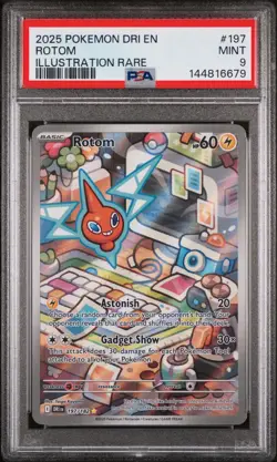 2025 POKEMON DRI EN-DESTINED RIVALS ILLUSTRATION RARE #197 ROTOM PSA 9 - Image 1