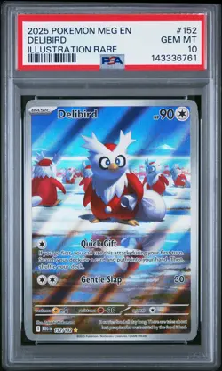 2025 POKEMON MEG EN-MEGA EVOLUTION ILLUSTRATION RARE #152 DELIBIRD PSA 10 - Image 1