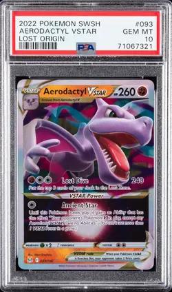 2022 POKEMON SWORD & SHIELD LOST ORIGIN #093 AERODACTYL VSTAR PSA 10 - Image 1
