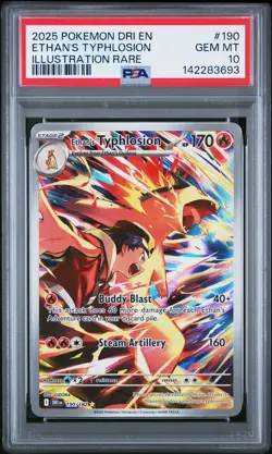 2025 POKEMON DRI EN-DESTINED RIVALS ILLUSTRATION RARE ETHAN'S TYPHLOSION PSA 10 - Image 1