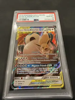 2019 POKEMON SUN & MOON TEAM UP #120 EEVEE & SNORLAX GX PSA 10 - Image 2