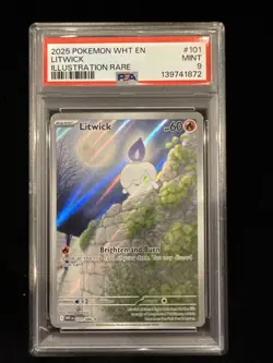 2025 Pokemon Litwick PSA 9 #101 Illustration Rare White Flare - Image 1
