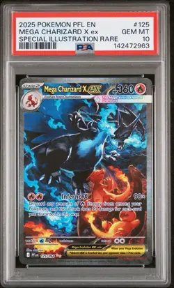 2025 POKEMON PFL SPECIAL ILLUSTRATION RARE #125 MEGA CHARIZARD X EX PSA 10 - Image 1