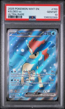 2025 POKEMON WHT EN-WHITE FLARE ULTRA RARE #159 KELDEO EX PSA 10 - Image 1
