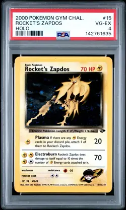 2000 POKEMON GYM CHALLENGE HOLO #15 ROCKET'S ZAPDOS PSA 4 - Image 1