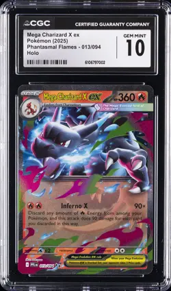 2025 POKEMON PHANTASMAL FLAMES HOLO #013 MEGA CHARIZARD X EX CGC 10 - Image 1