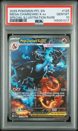 2025 POKEMON PFL SPECIAL ILLUSTRATION RARE #125 MEGA CHARIZARD X EX PSA 10 - Image 1