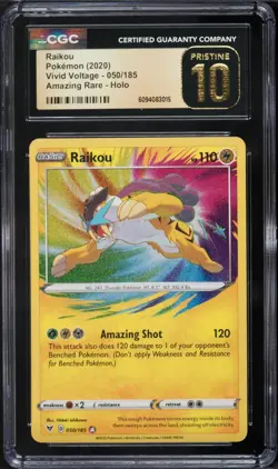 Amazing Rare - Raikou Pokemon Sword & Shield Vivid Voltage CGC 10 Pristine - Image 1