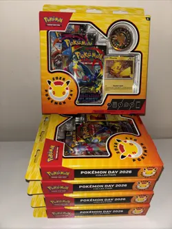 Pokemon TCG Pokemon Day 2026 Collection Box Pikachu Boosters Sealed (Lot of 5) - Image 1