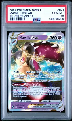 2022 POKEMON SWORD & SHIELD SILVER TEMPEST #071 MAWILE VSTAR PSA 10 - Image 1