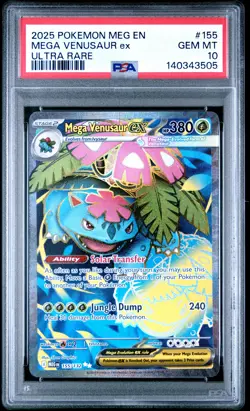 2025 POKEMON MEG EN-MEGA EVOLUTION ULTRA RARE #155 MEGA VENUSAUR EX PSA 10 - Image 1