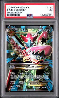2016 POKEMON XY BREAKPOINT #120 FULL ART/M SCIZOR EX PSA 7 - Image 1