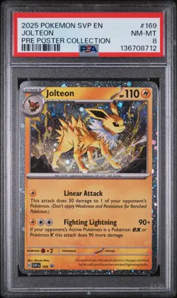2025 POKEMON SVP PROMO PRISMATIC EVOLUTIONS POSTER COLLECTION #169 JOLTEON PSA 8 - Image 1