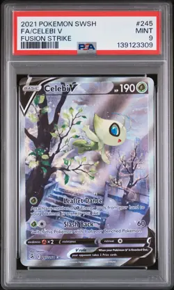 2021 POKEMON SWORD & SHIELD FUSION STRIKE #245 FULL ART/CELEBI V PSA 9 - Image 1