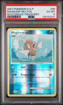 2007 POKEMON DIAMOND & PEARL MYSTERIOUS TREASURES MAGIKARP-REVERSE FOIL PSA 6 - Image 1