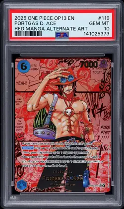 2025 ONE PIECE CARRYING ON HIS WILL MANGA ALT ART #119 PORTGAS D. ACE PSA 10 - Image 1