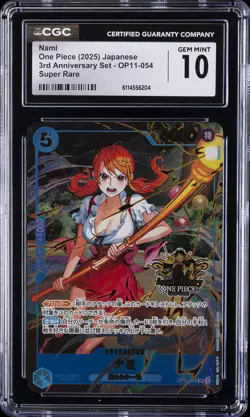 2025 ONE PIECE JAPANESE 3RD ANNIVERSARY SET SUPER RARE #OP11-054 NAMI CGC 10 - Image 1