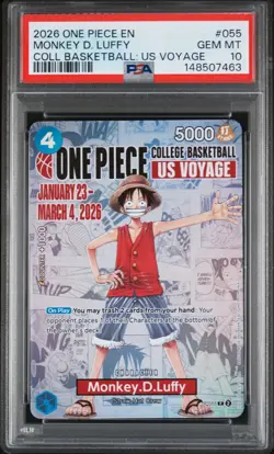 2026 ONE PIECE PROMOS COLLEGE BASKETBALL : US VOYAGE MONKEY D. LUFFY PSA 10 - Image 1