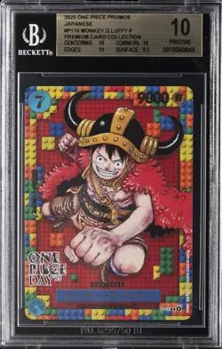 2025 ONE PIECE PROMOS JAPANESE PREMIUM COLLECTION #P110 MONKEY.D.LUFFY P BGS 10 - Image 1