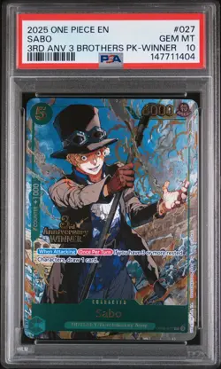 2025 ONE PIECE 3RD ANNIV TOURNAMENT 3 BROTHERS PACK WINNER #027 SABO PSA 10 - Image 1