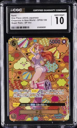 2024 ONE PIECE JAPANESE EMPERORS IN NEW WORLD SUPER RARE #OP08-106 NAMI CGC 10 - Image 1