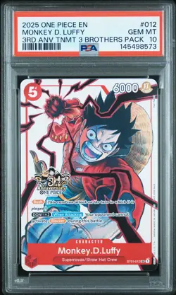 2025 ONE PIECE 3RD ANNIV TOURNAMENT 3 BROTHERS PACK #012 MONKEY D. LUFFY PSA 10 - Image 1