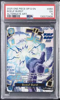 2025 ONE PIECE OP12-LEGACY OF THE MASTER ALTERNATE ART #060 BOEUF BURST PSA 5 - Image 1