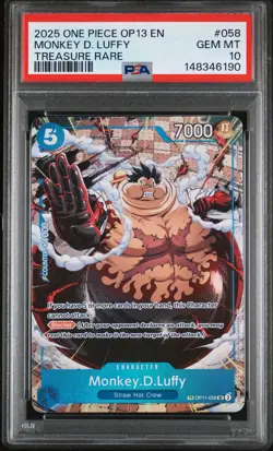 2025 ONE PIECE OP13-CARRYING ON HIS WILL TREASURE RARE MONKEY D. LUFFY PSA 10 - Image 1