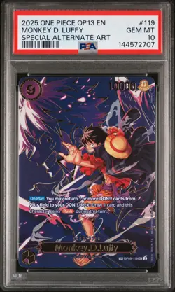 2025 ONE PIECE CARRYING ON HIS WILL SPECIAL ALT ART #119 MONKEY D. LUFFY PSA 10 - Image 1
