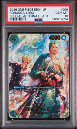 2026 ONE PIECE JPN EB04-EGGHEAD CRISIS SPECIAL ALT ART #006 RORONOA ZORO PSA 10 - Image 1