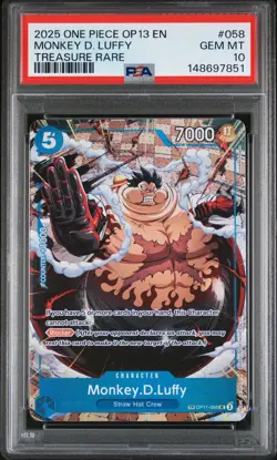 2025 ONE PIECE OP13-CARRYING ON HIS WILL TREASURE RARE MONKEY D. LUFFY PSA 10 - Image 1