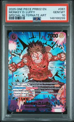 2025 ONE PIECE PREMIUM BOOSTER SPECIAL ALTERNATE ART #061 MONKEY D. LUFFY PSA 10 - Image 1