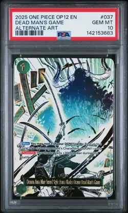 2025 ONE PIECE OP12-LEGACY OF THE MASTER ALT ART #037 DEAD MAN'S GAME PSA 10 - Image 1